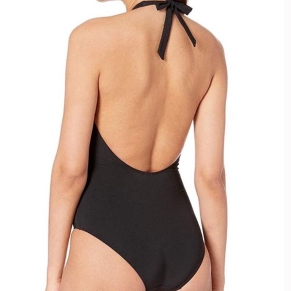 Tory Burch Solid Tie One-Piece Plunging Halter Swimsuit - Size Small - Picture 5 of 13